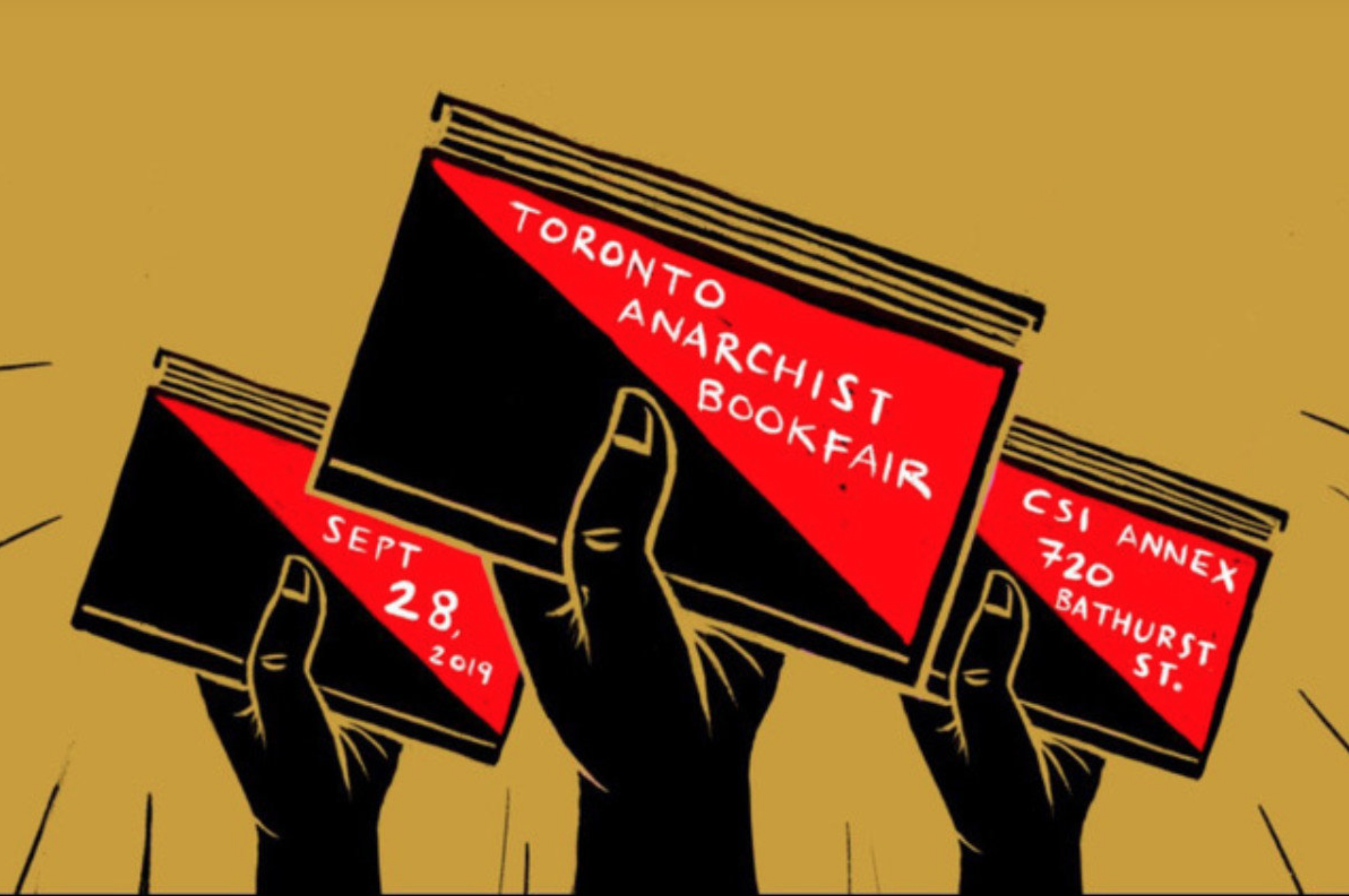 Promo flyer for Toronto Anarchist Book Fair 2019