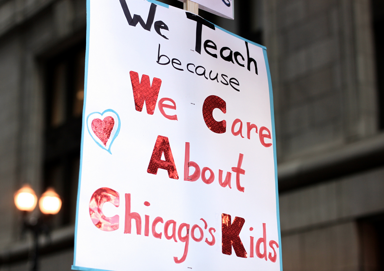 Chicago teachers strike placard 2012