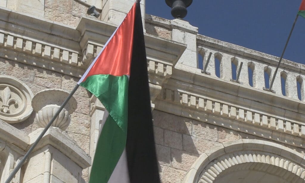 Palestine flag on building