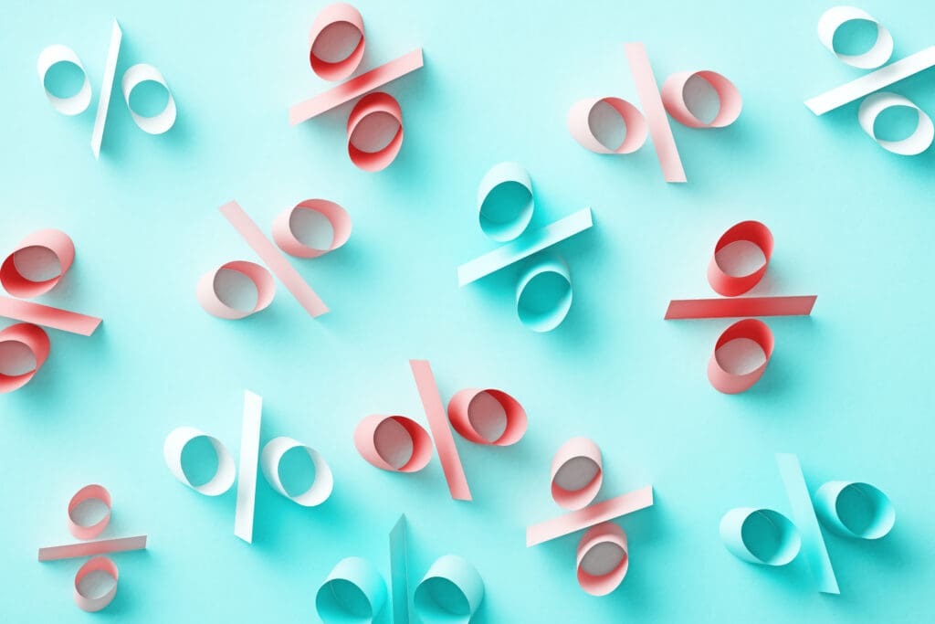 Percentage Signs On Blue Background