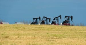 Photo of well sites in the Montney region of BC. Photo copyright Garth Lenz.