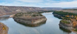An island in the Peace River and in West Moberly First Nations territory that will be lost forever if the Site C dam is completed and its reservoir is filled. Photo: Garth Lenz.