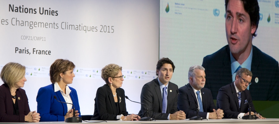 Justin Trudeau and premiers at the United Nations COP 21 climate change conference in Paris, 2015. Photo: Province of BC / Flickr.