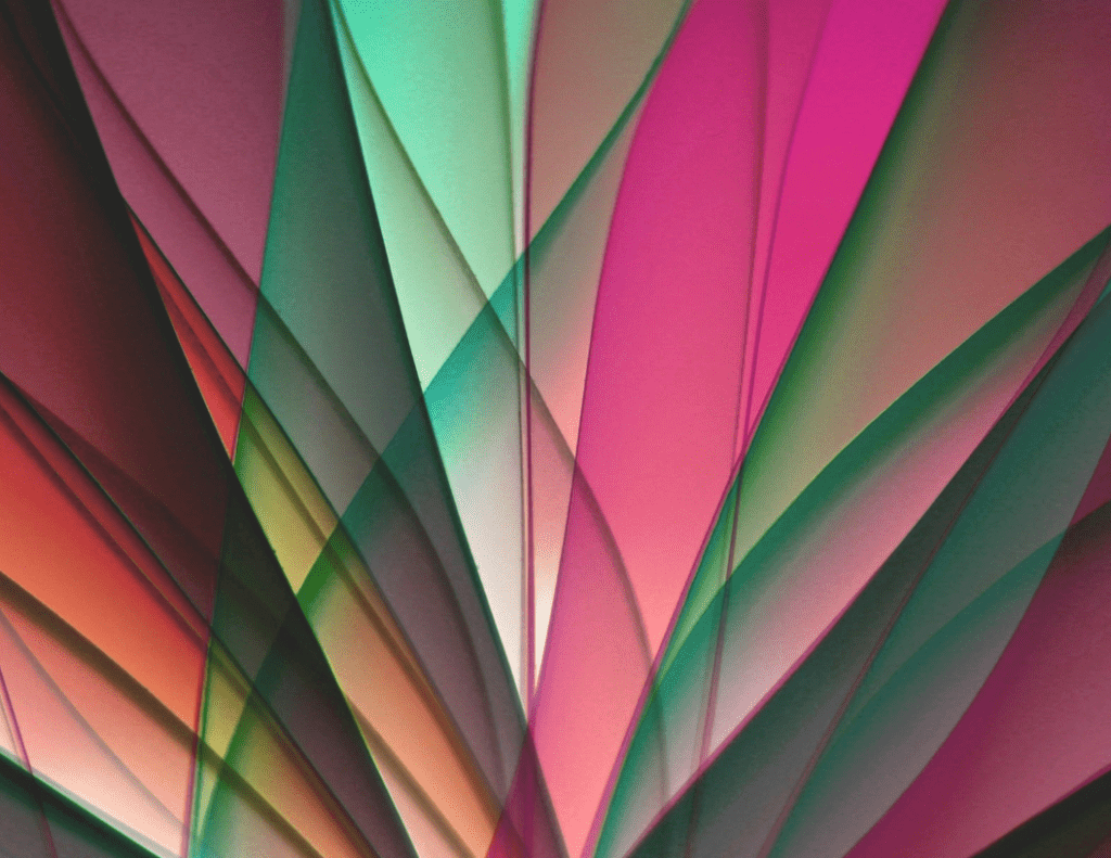 visual image of colourful page-like folds