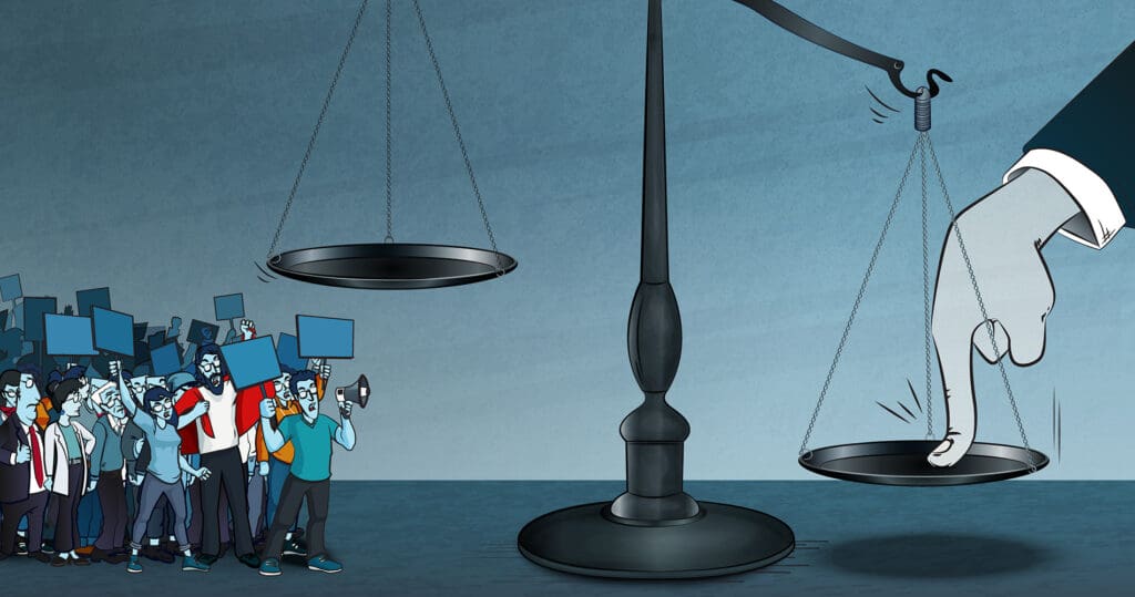 Image of scales being tipped