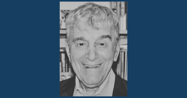 A black and white photo of Mel Moyers