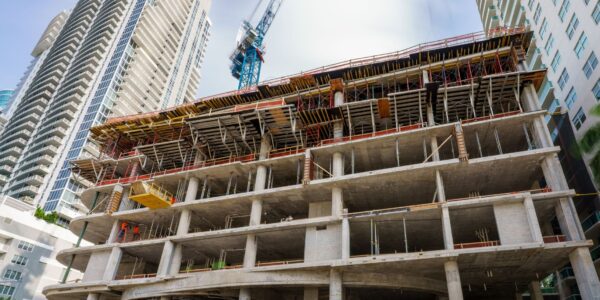 Long exposure photo construction site with motion blur