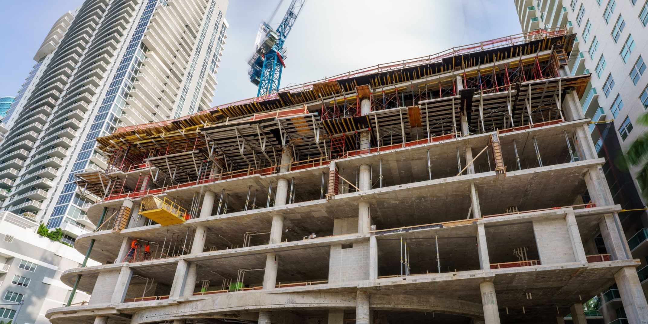 Long exposure photo construction site with motion blur