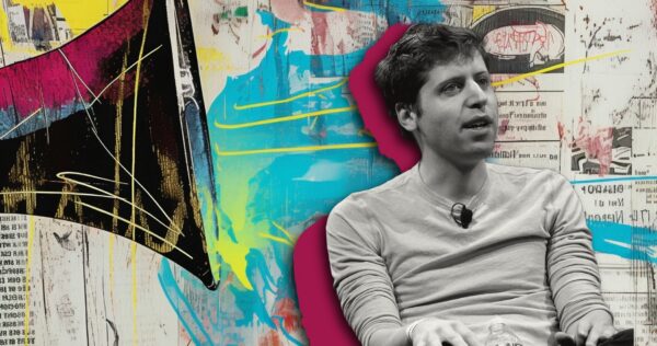 Sam Altman CEO of OPenAI on newspaper background