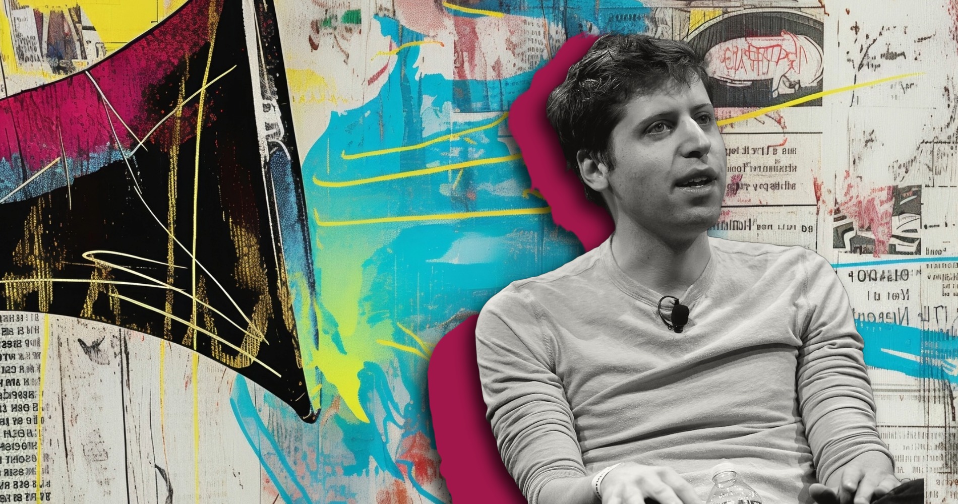 Sam Altman CEO of OPenAI on newspaper background