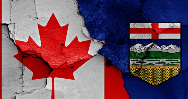 Canada flag and Alberta flag