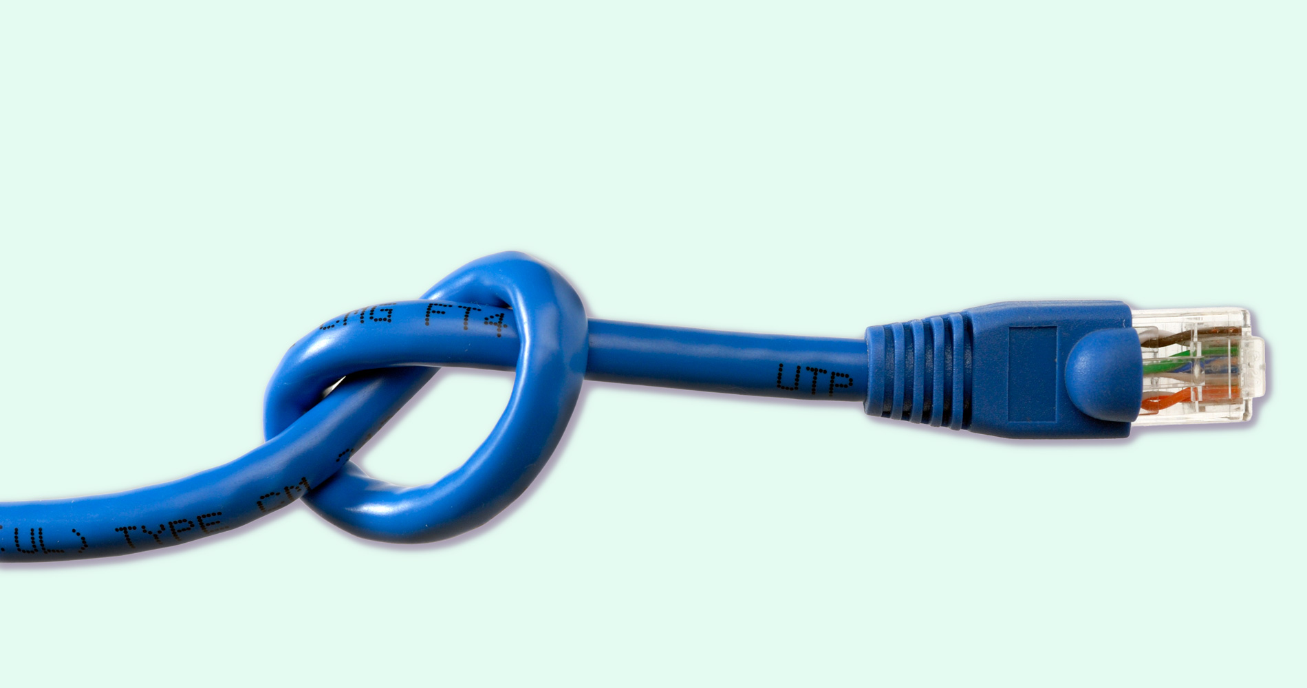 An ethernet cable tied in a knot